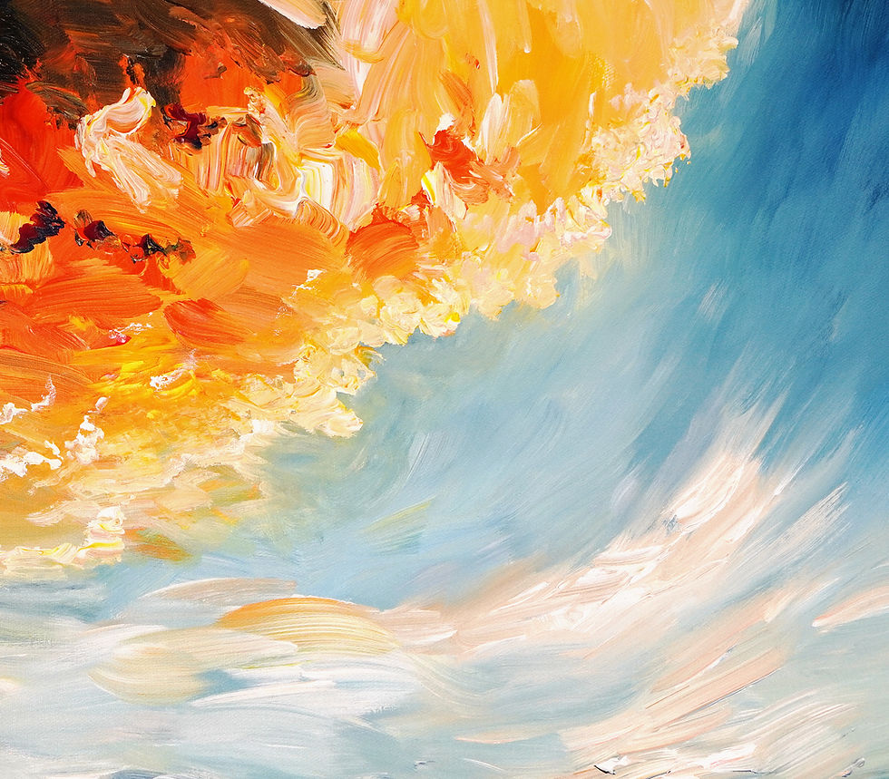Thumbnail: Detail of the semi abstract sail boat painting at sunset