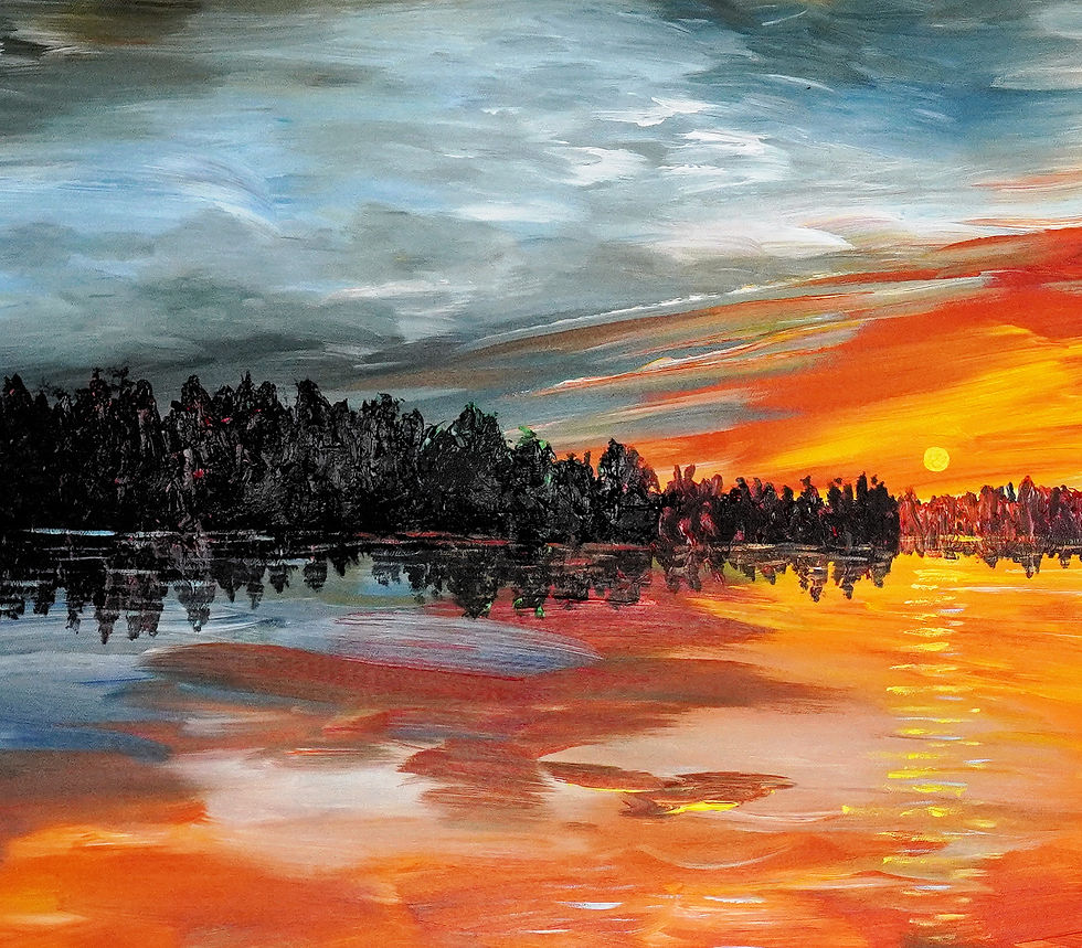 Thumbnail: Detail of the oversized  and moody seascape sundown painting by the artist Peter Nottrott