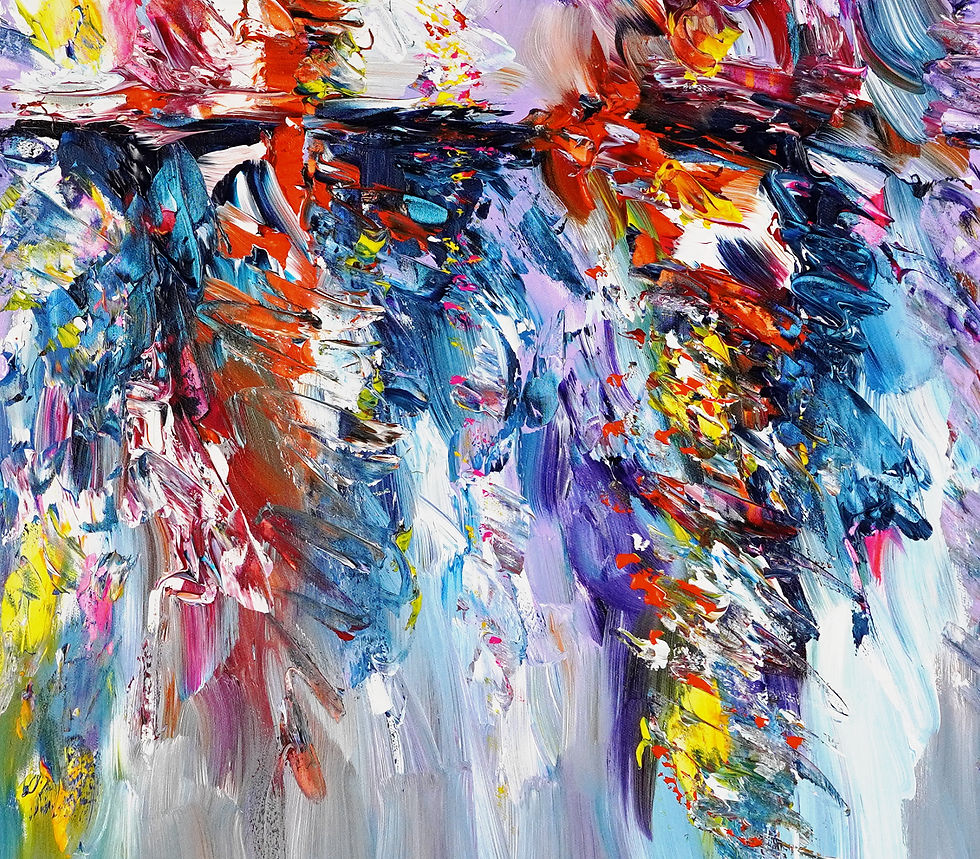 Thumbnail: Detail of the vibrant semi abstract seascape painting