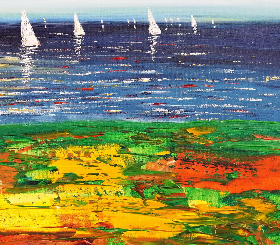 Thumbnail: artwork detail of the seaside at sunset painting by the artist Peter Nottrott