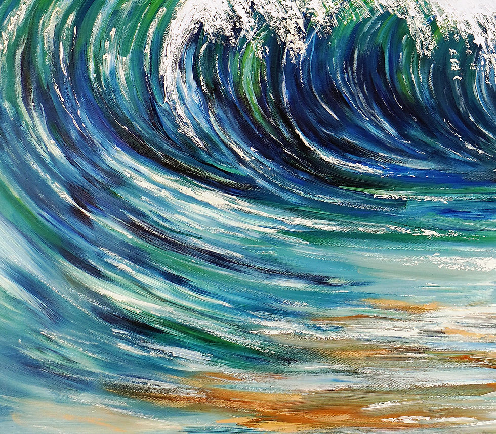 Thumbnail: Detail of the vibrant painting Seascape Breaking Waves XL 7 by the artist Peter Nottrott