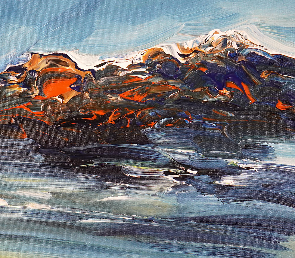 Thumbnail: Detail of the semi abstract sail boat painting at sunset