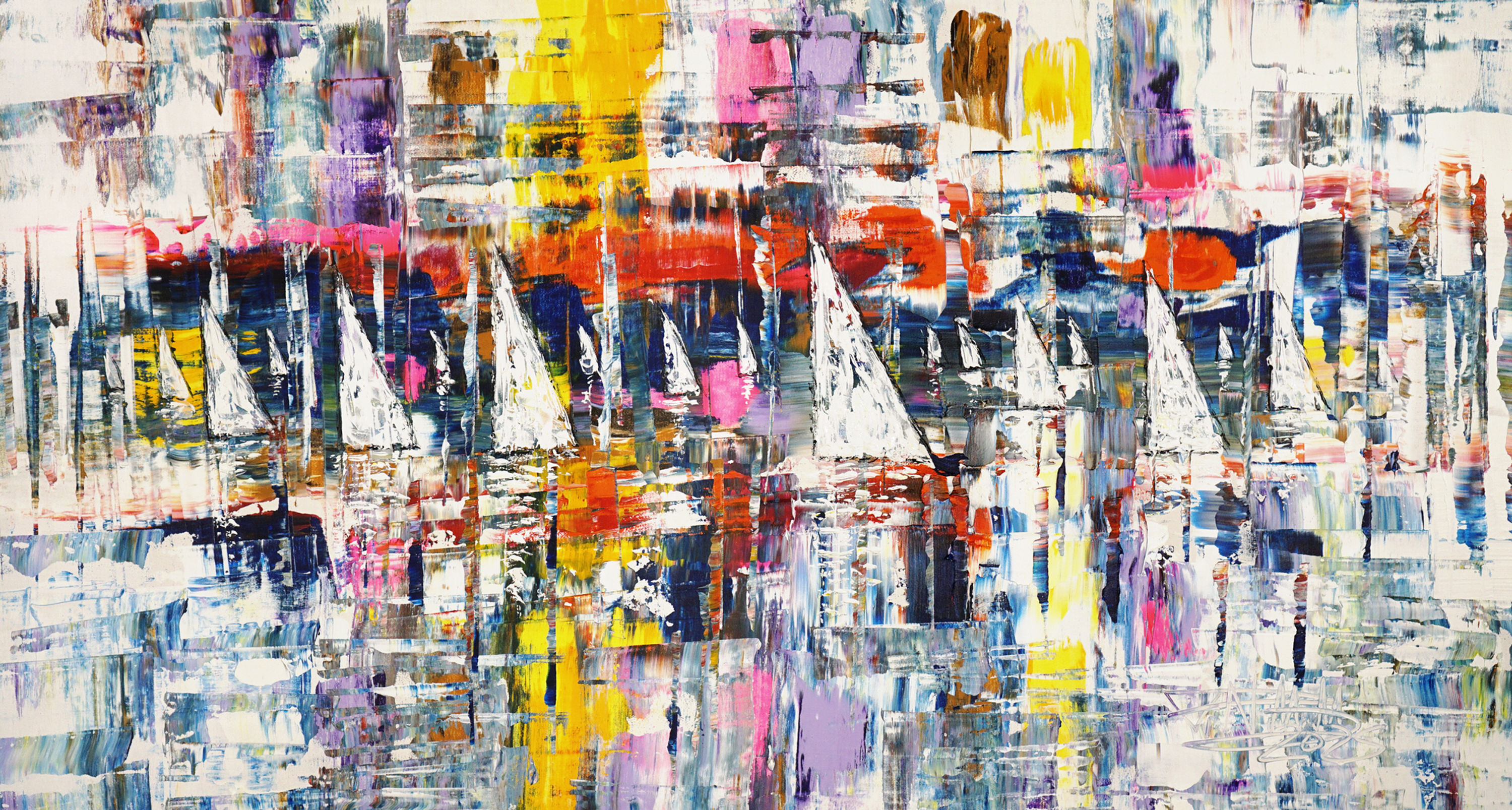 vibrant sail boats painting, direct purchase from the artist Peter Nottrott