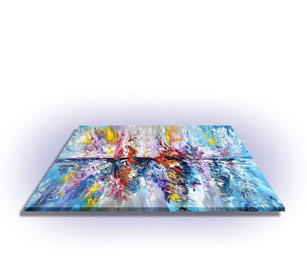 Thumbnail: side view of the vibrant semi abstract seascape painting