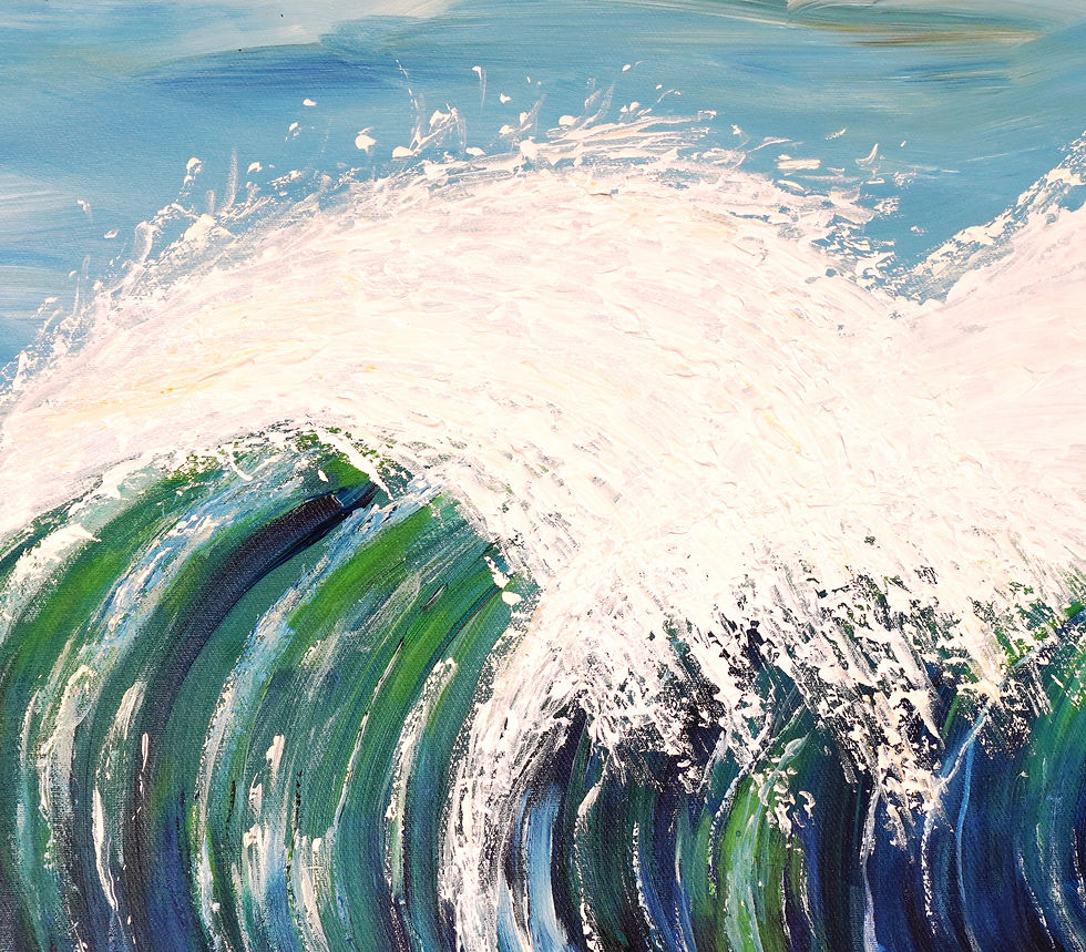 Thumbnail: Detail of the vibrant painting Seascape Breaking Waves XL 7 by the artist Peter Nottrott