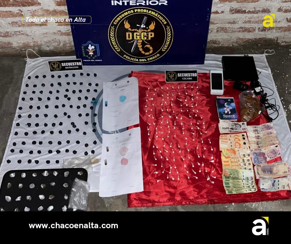 Sáenz Peña: secuestran droga, dinero y elementos de venta comercial