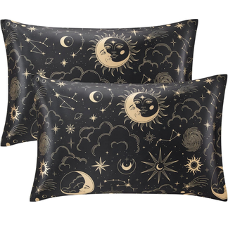 Satin pillow case decorative sun moon