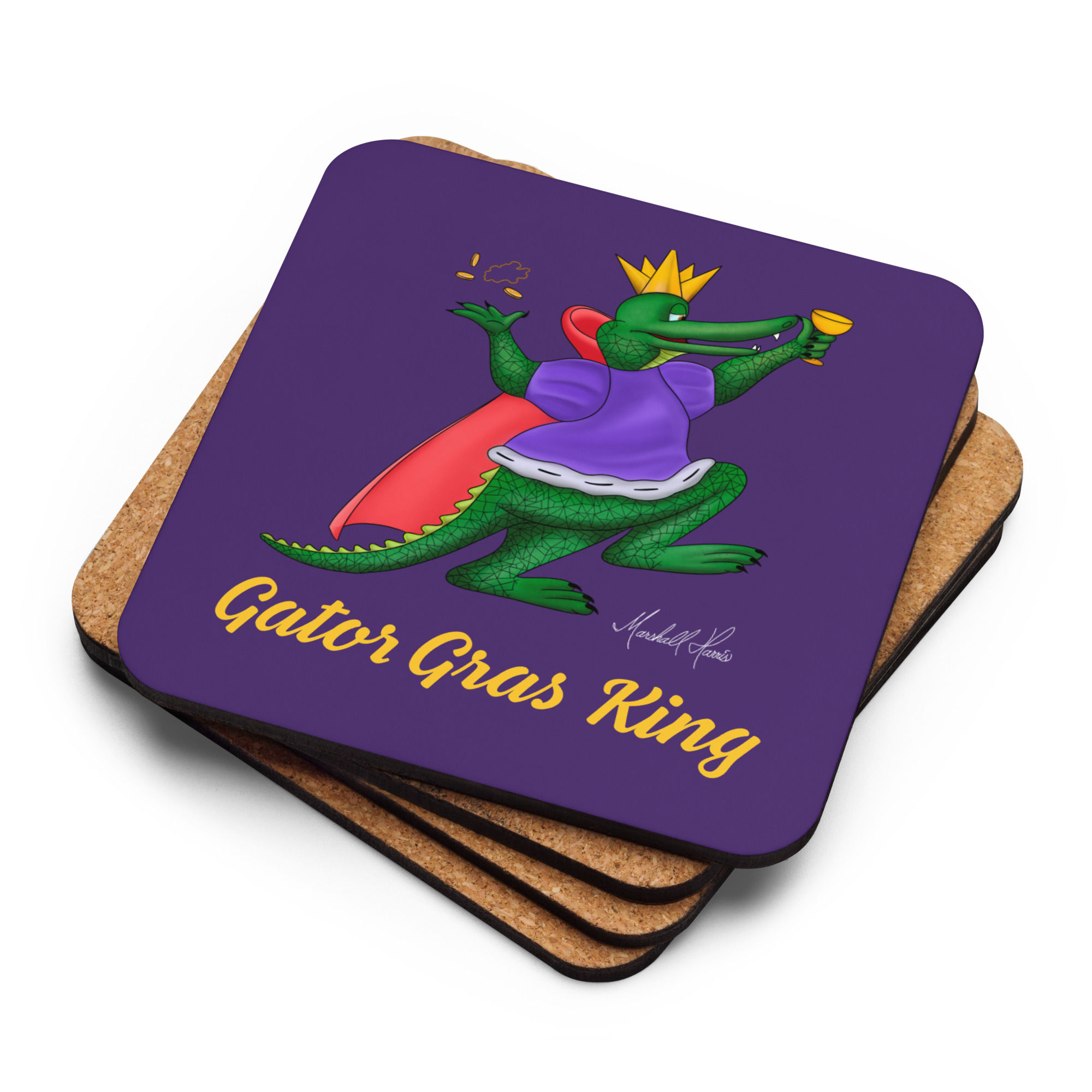 Gator Gras King Cork-back coaster