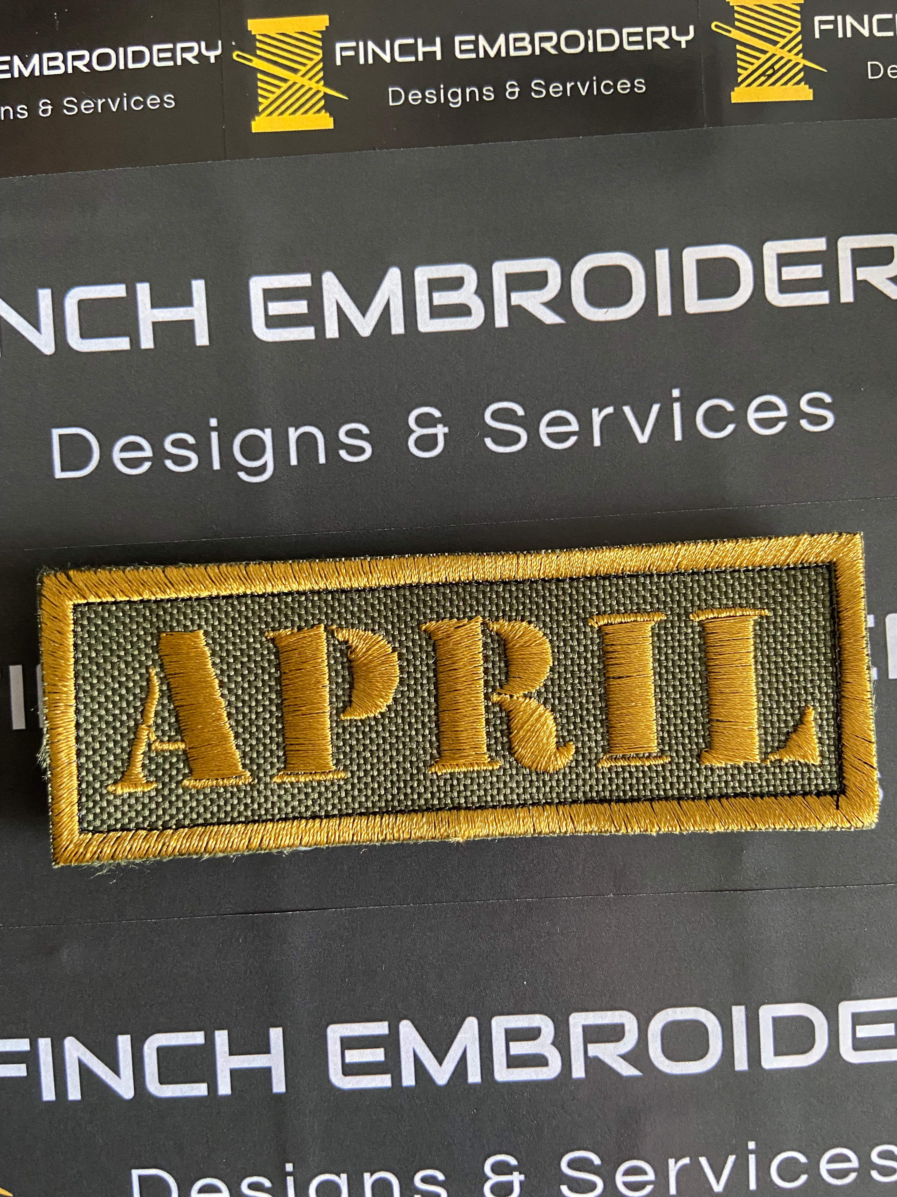 Olive/Brass Name Tape Stencil Font