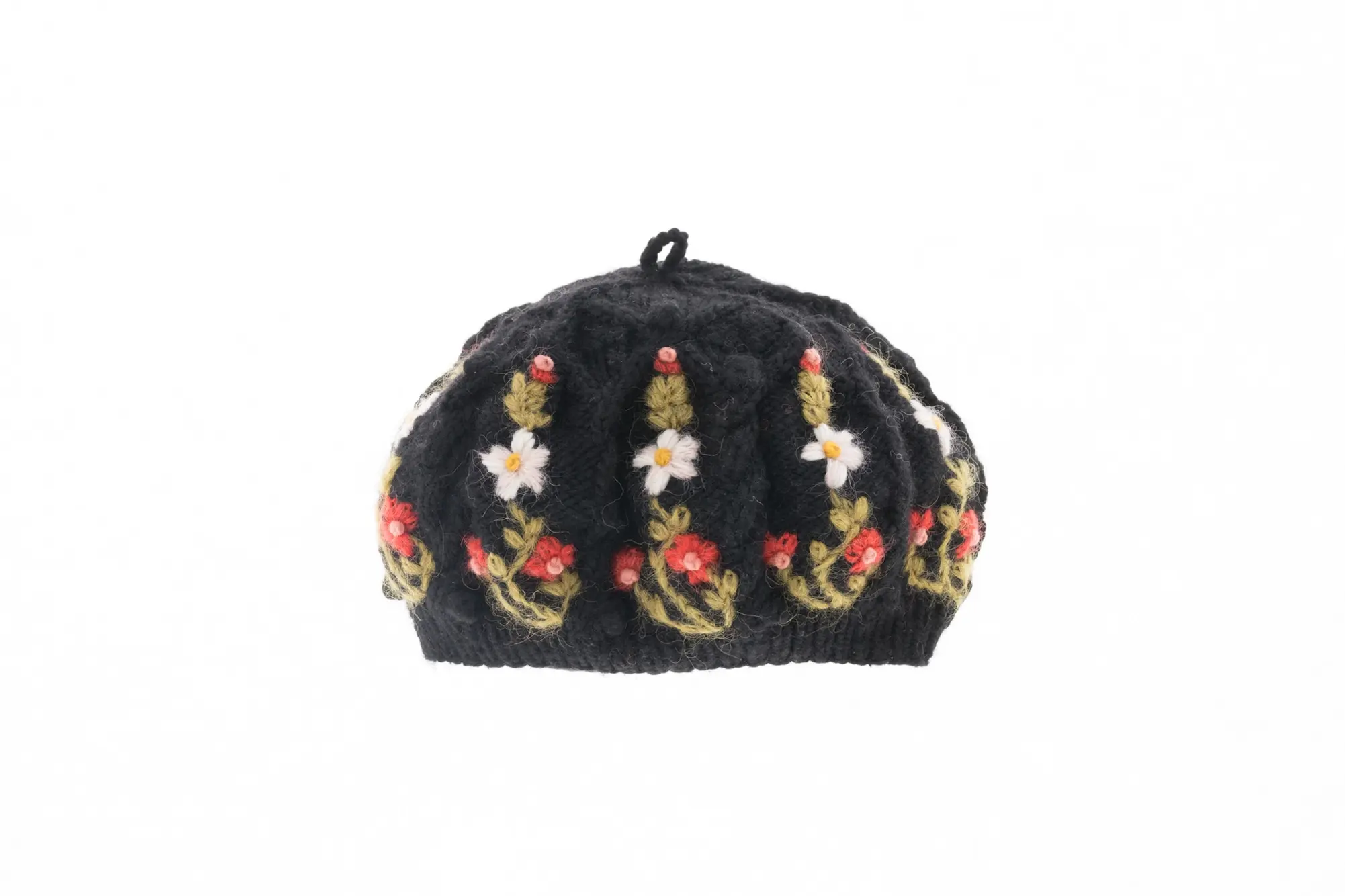 Embroidered Nepalese Parisian Style Beret Hat from Front