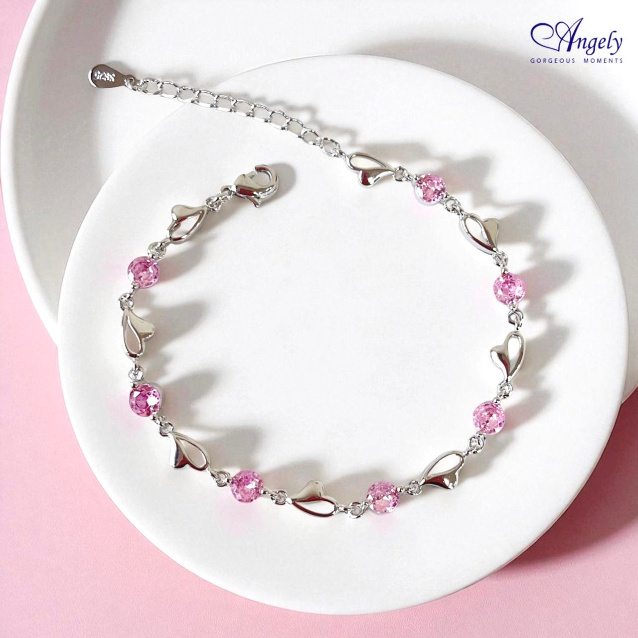 【Angely】心動節奏 粉色愛心造型手鍊｜浪漫 甜美 百搭