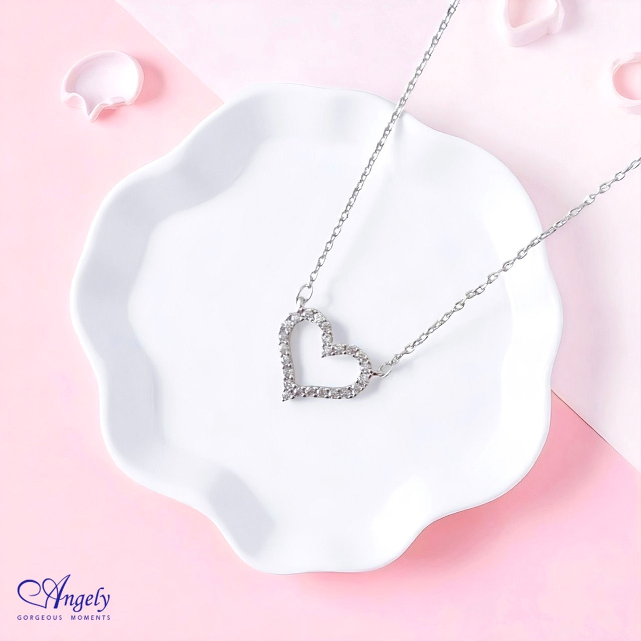 【Angely】簡約鋯石愛心項鍊｜氣質 甜美 日常