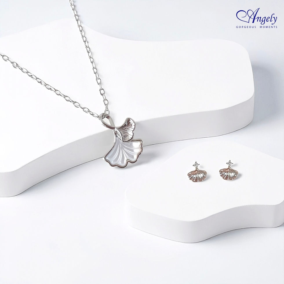 【Angely】『1+1飾品獨家組合』杏然心動 浪漫銀杏項鍊耳環套組|百搭 精緻 送禮