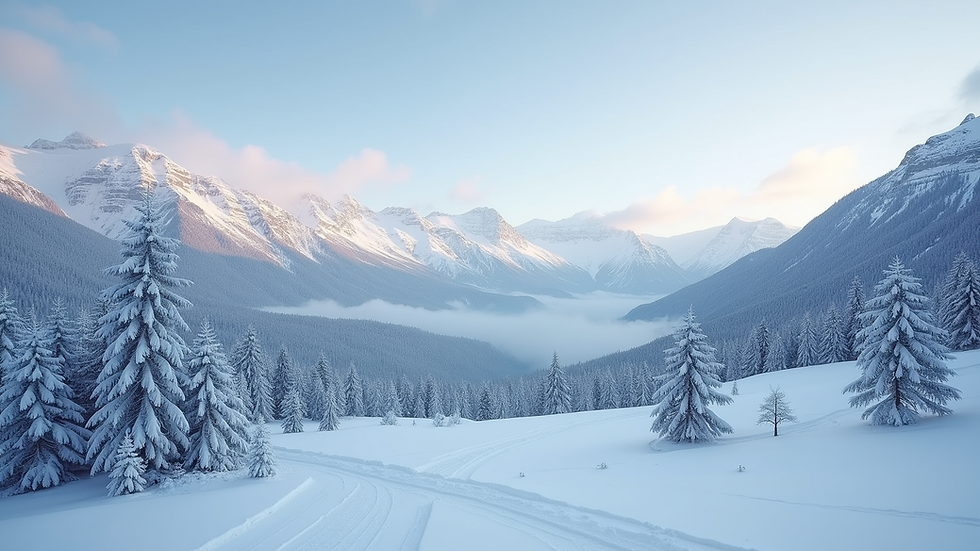 Wide angle view of snow-covered mountains in South Tyrol