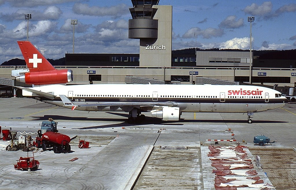 A Swissair MD-11 at Zurich Kloten airport