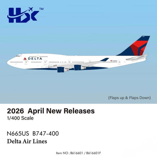 Pre Order - Delta 747-400 N665US (FD) HX Model 1:400