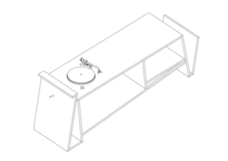 #B.031tt-s | Senior Bureau with integrated turntable +hifi shelf