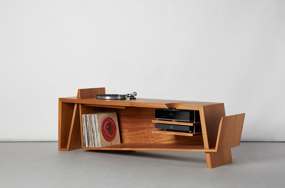 Thumbnail: #M.01tt-s  |  Folded Record Bureau with integrated turntable and HiFi shelves