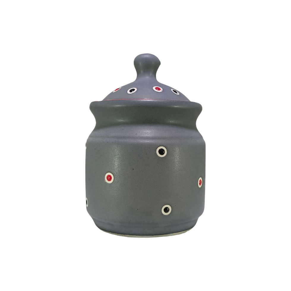 Brown Cylindrical Mini Jar With Colour Dot.jpg