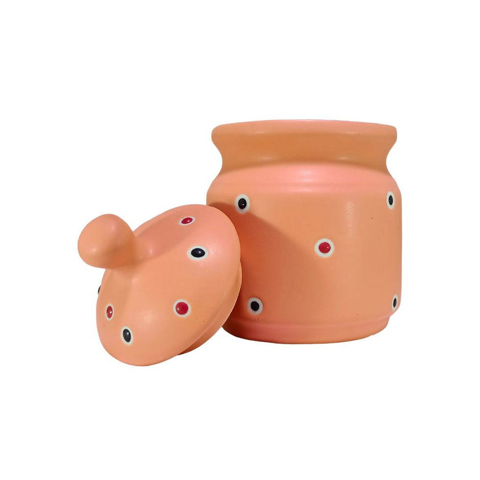 Orange White Cylindrical Mini Jar With Colour Dot.jpg