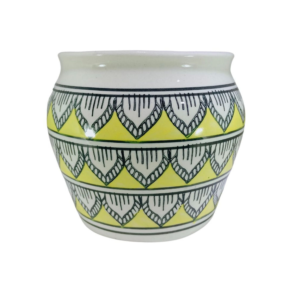 Yellow Pitcher Like Planter Hand Painted.jpg