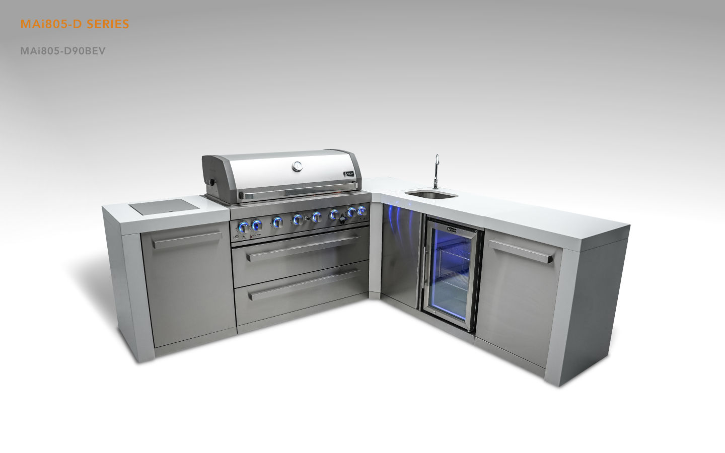 Grill with Fridge 90 Degree Corner