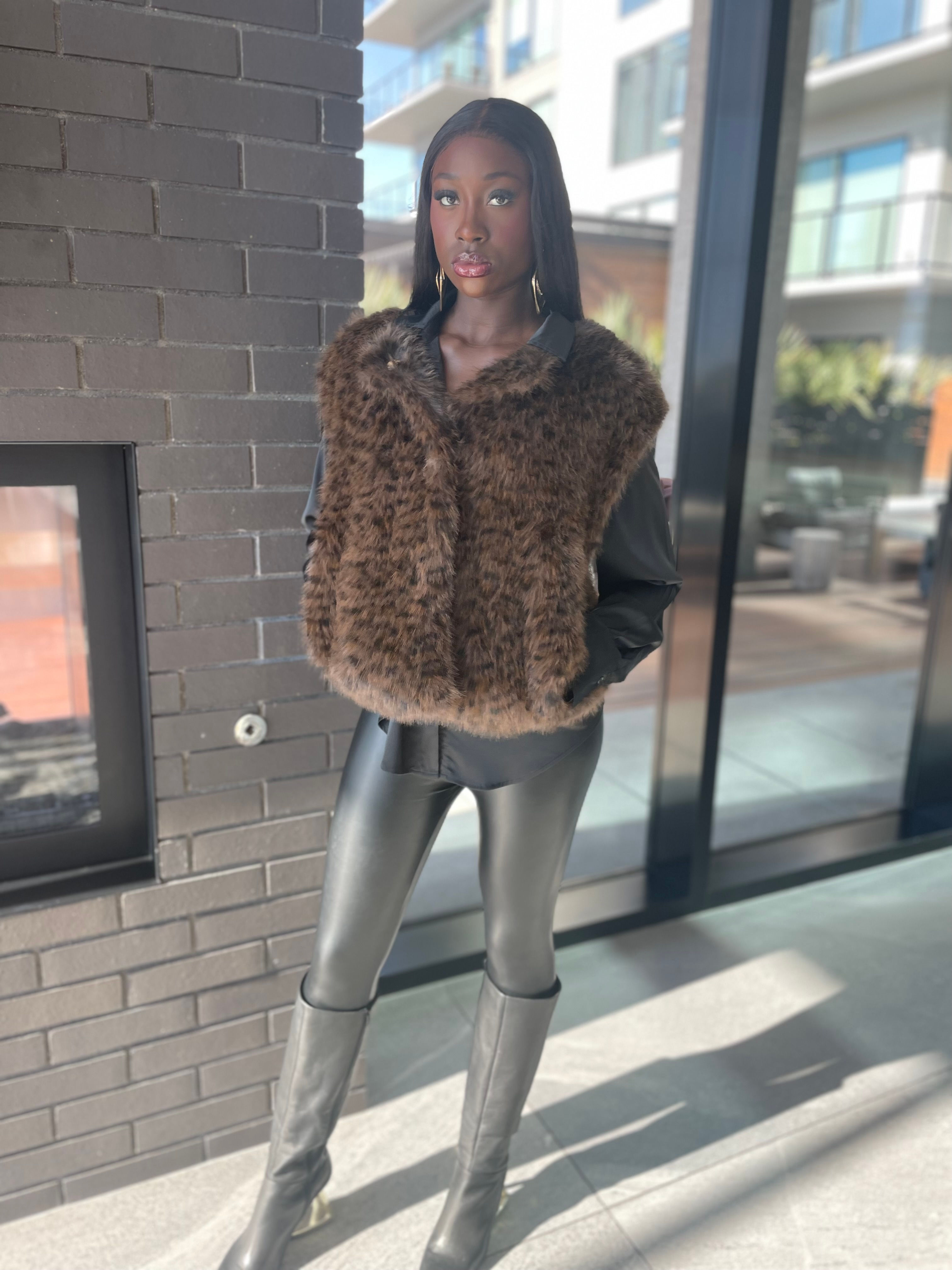 Leopard Print Fur Vest