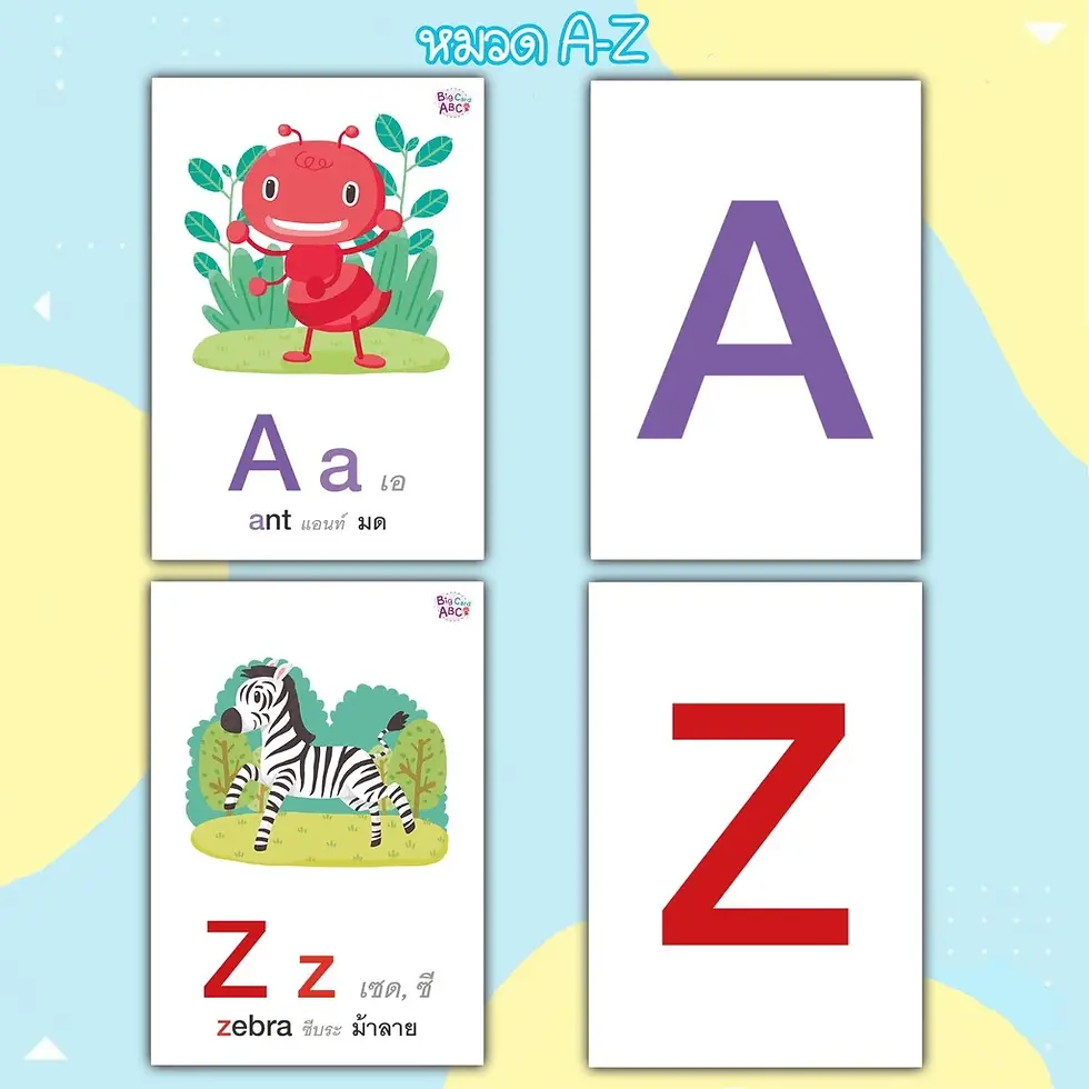 ภาพขนาดย่อ: บิ๊กการ์ด Big card การ์ดตัวอักษร🧡abc🧡กขค🧡123 (ซื้อแยกหมวดได้)