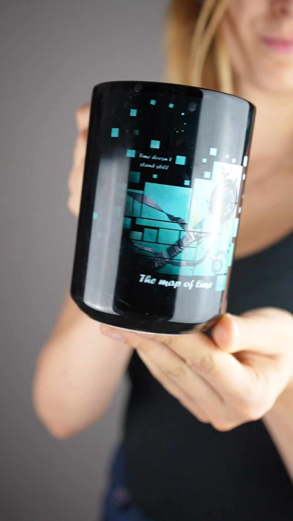 Thumbnail: Black glossy mug - Map of time