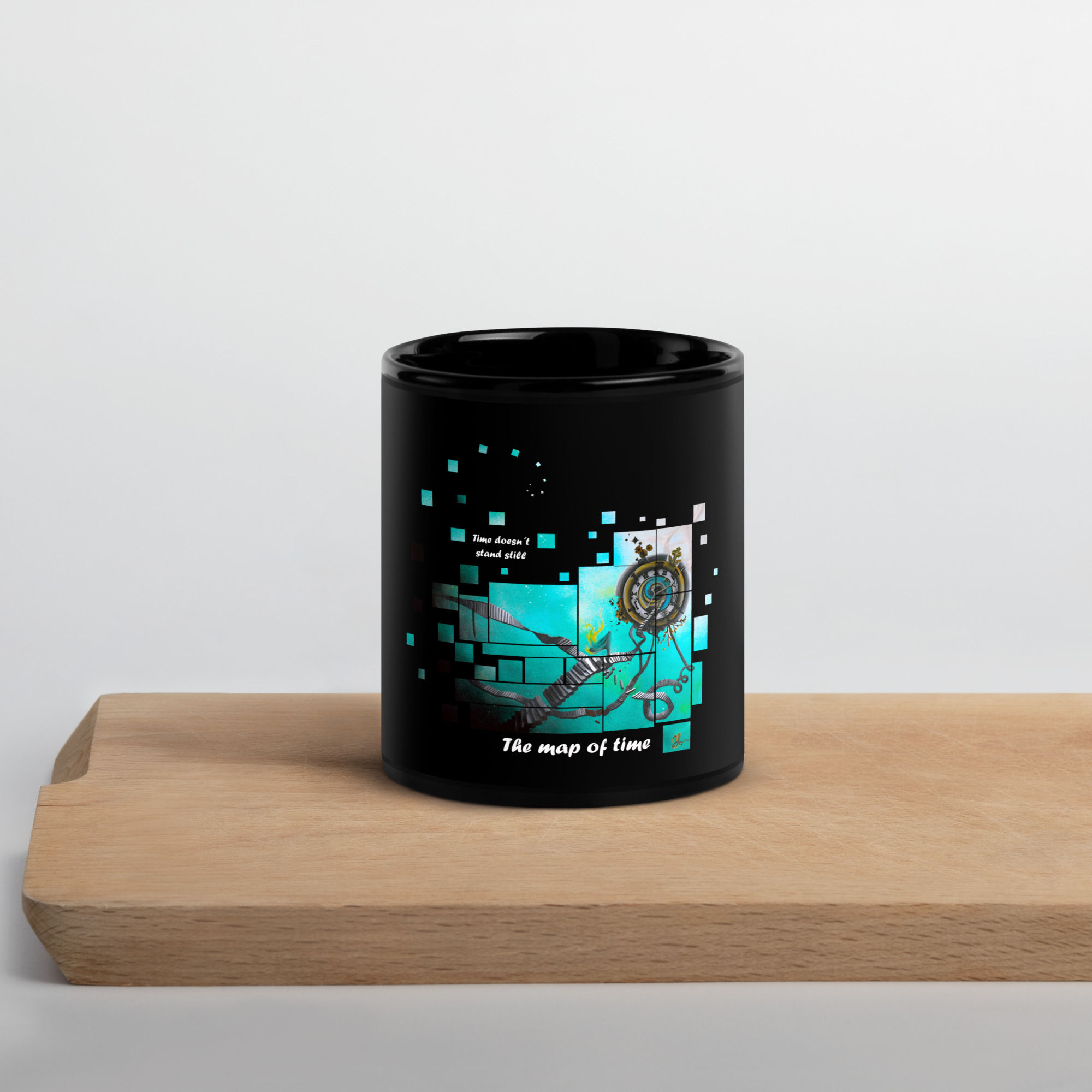 Black glossy mug - Map of time