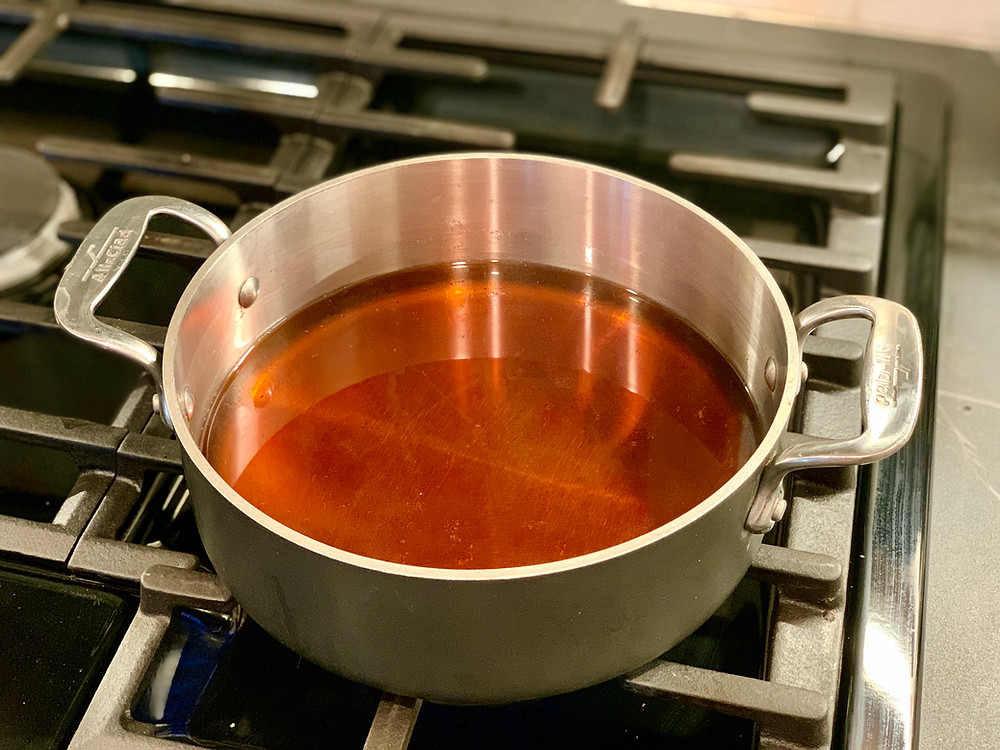 Syrup cooking on the stove