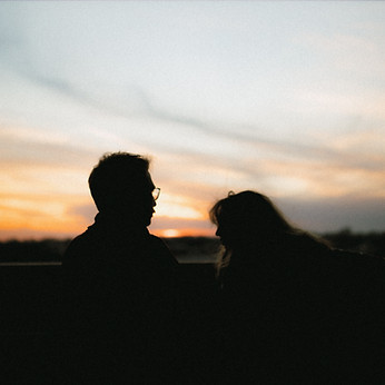 colorful sunset engagement photo