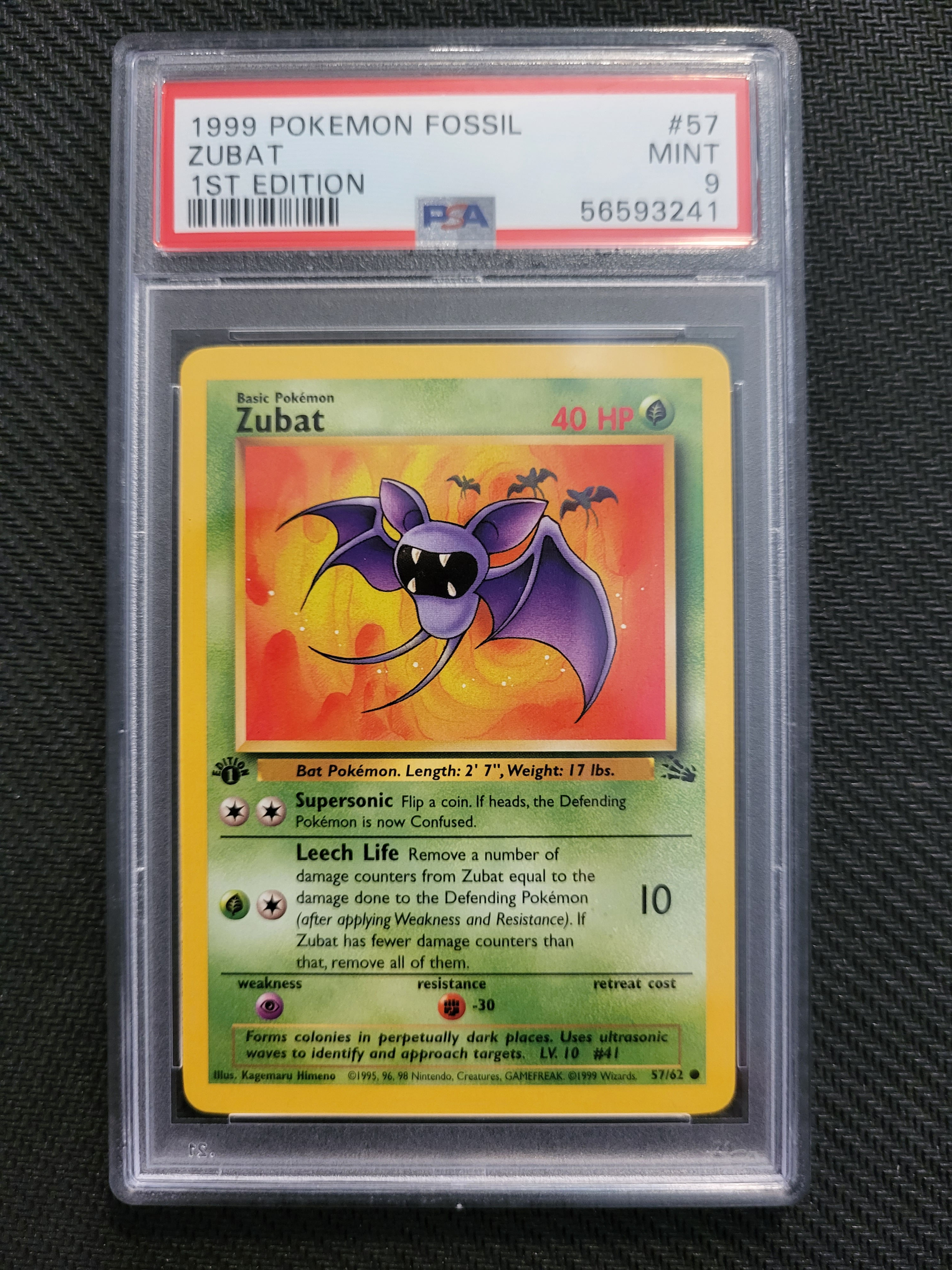 Fossil 1st Edition Zubat PSA9