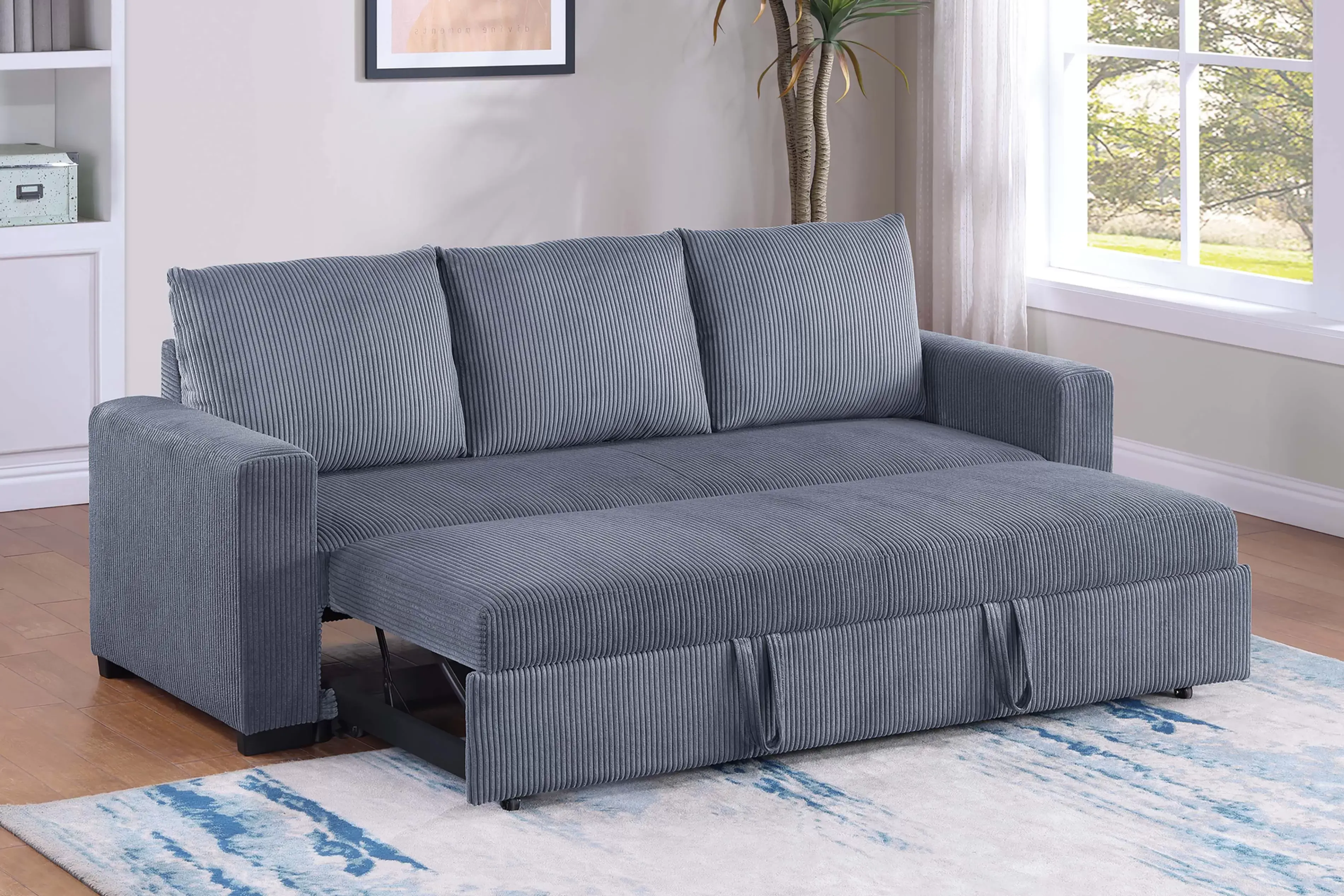 Convertible Sofa | Corduroy Pull-Out Sleeper Sofa Bed for Living Room