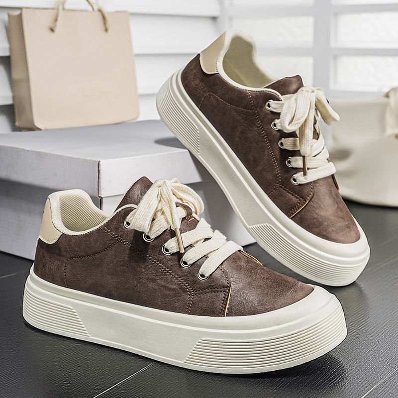 2026 Spring New Large Men's Thick Soled Height Increasing Board Shoes Hong Kong