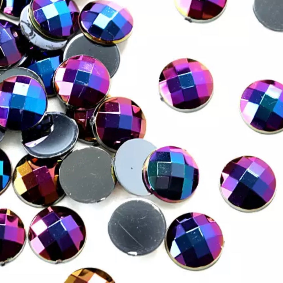 Round Acrylic Gem - Black AB