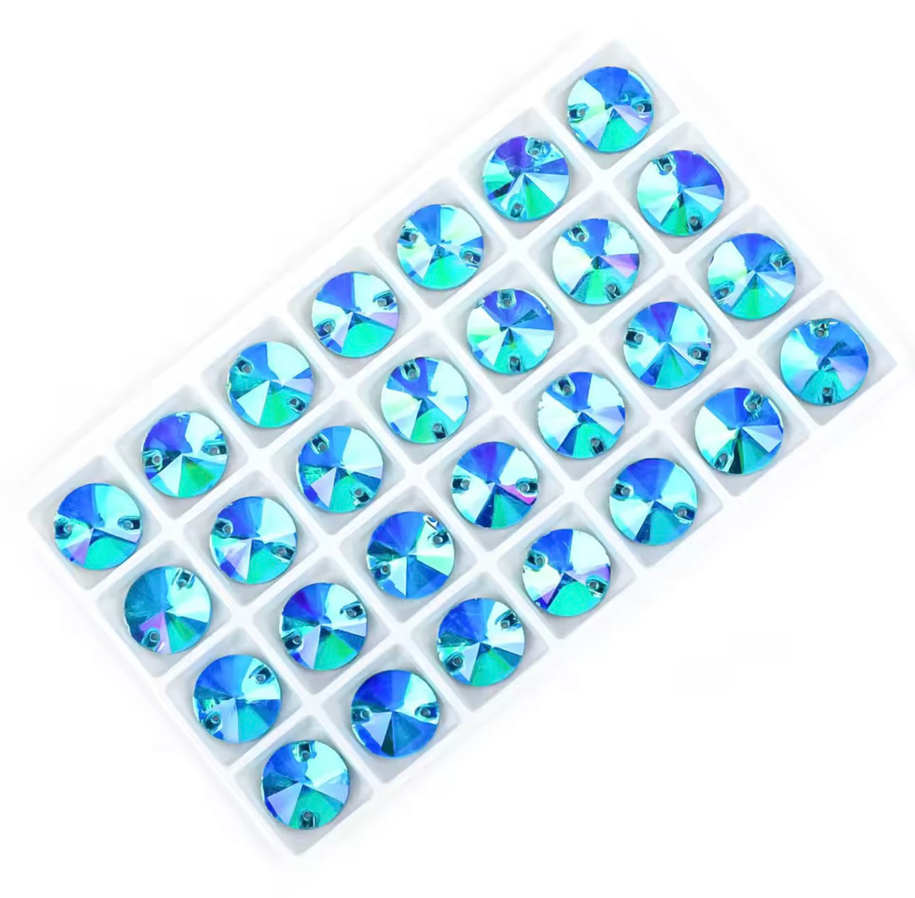 Round Rivoli Glass Gem - Aquamarine AB
