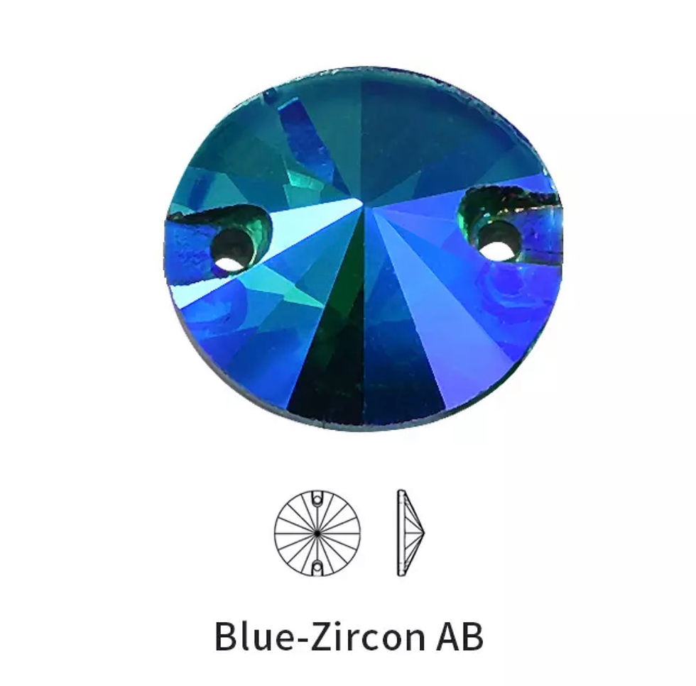 Round Rivoli Glass Gem - Blue Zircon AB
