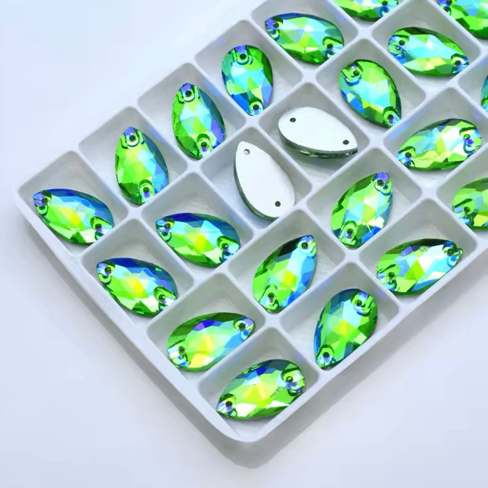 Droplet Glass Gem - Light Peridot Green AB