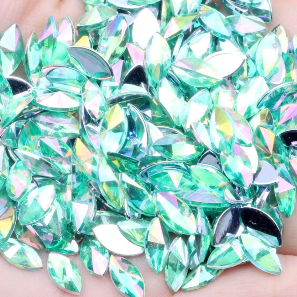 Thumbnail: Marquise Acrylic Gem - Light Peridot Green AB