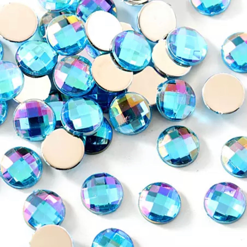 Round Acrylic Gem - Aquamarine AB
