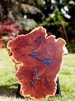 English yew, epoxy resin clock