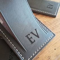 Laser engraved genuine leather tags