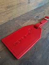 Genuine Leather luggage tag with embossed logo