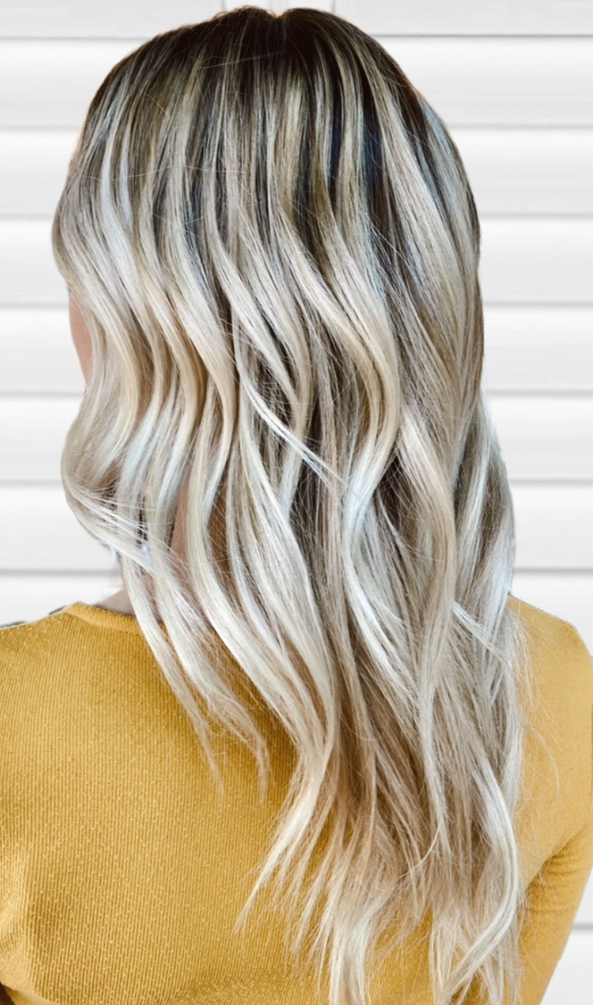 bright ash blonde highlights with lowlights at amanda major the studio in delray