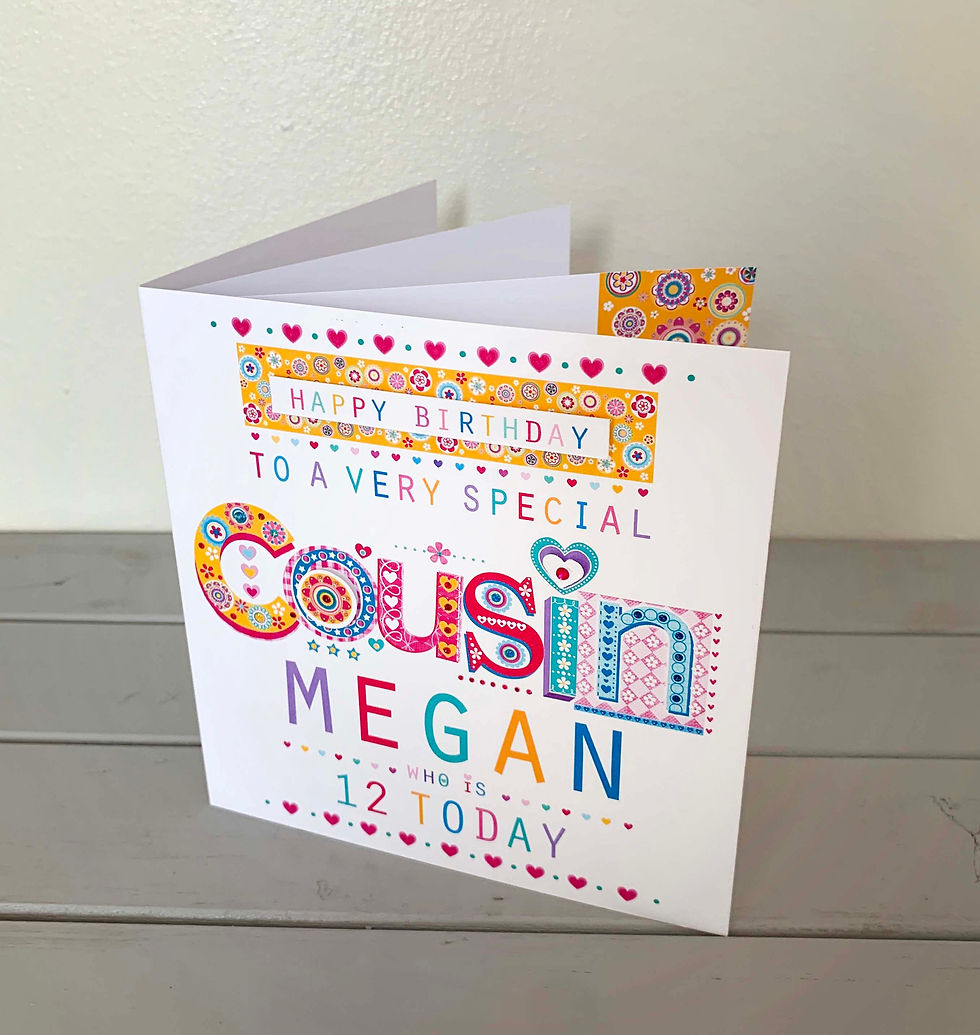Thumbnail: Cousin personalised happy birthday card