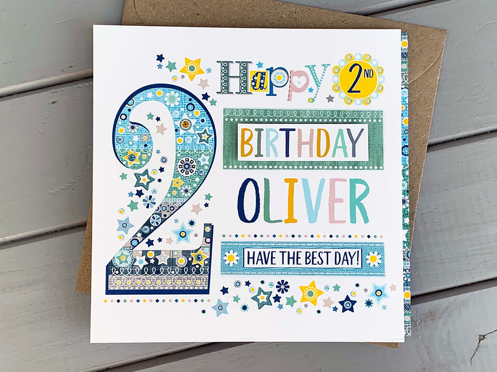 Happy Second Birthday boy card personalised