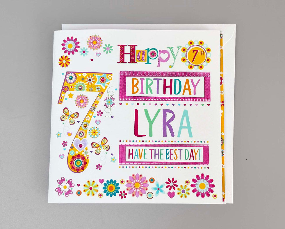 personalised happy 7th birthday card