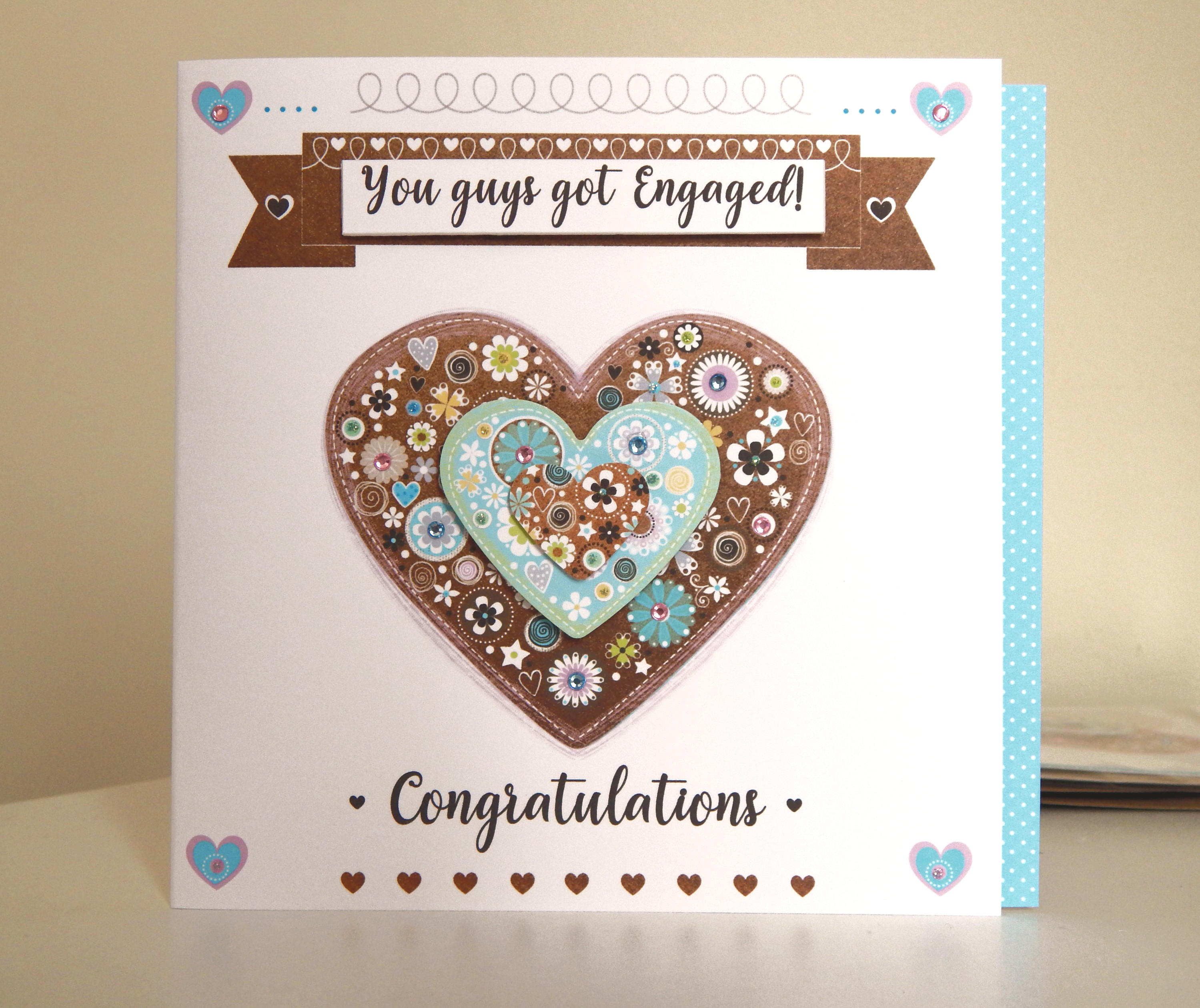 Engagement confetti style heart card (809)