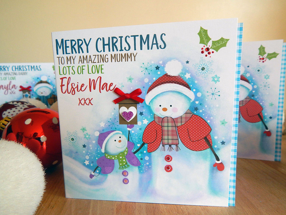Thumbnail: Personalised Snowmen Christmas card for Mummy